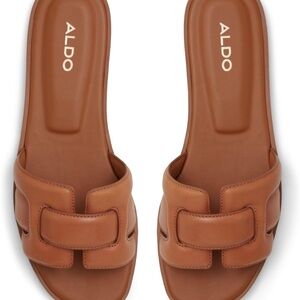 Aldo Elenaa Tan Sandals with H-Shaped Cutout Design